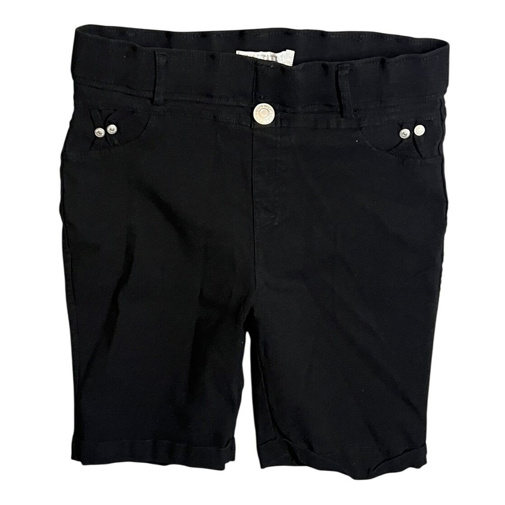 Thrill Jeans Women's Large Black Bermuda Shorts Pull On Stretch Denim - Picture 1 of 6